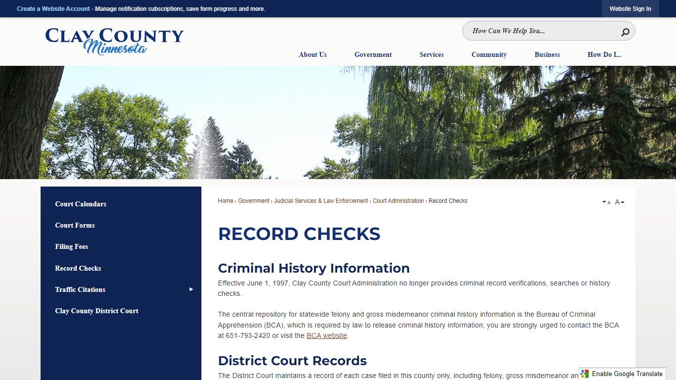 Record Checks | Clay County, MN - Official Website