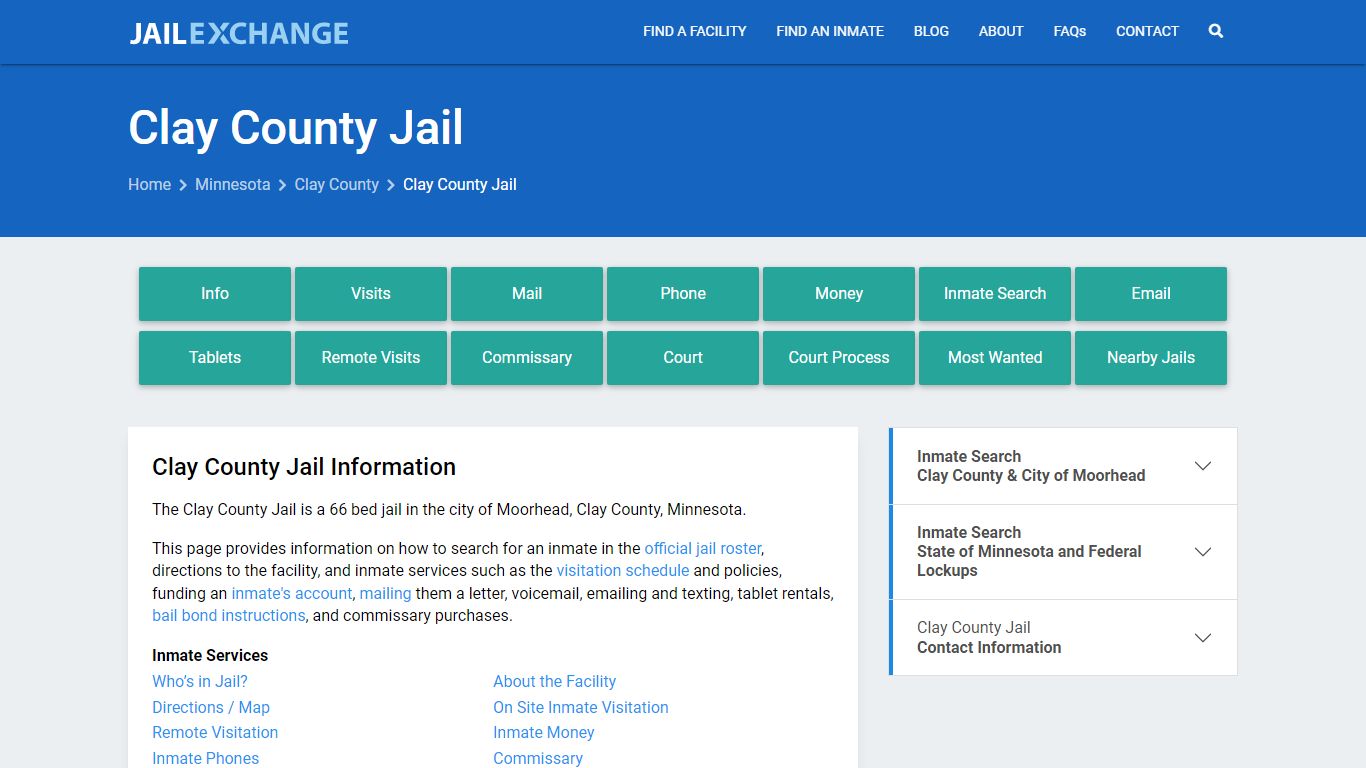 Clay County Jail, MN Inmate Search, Information